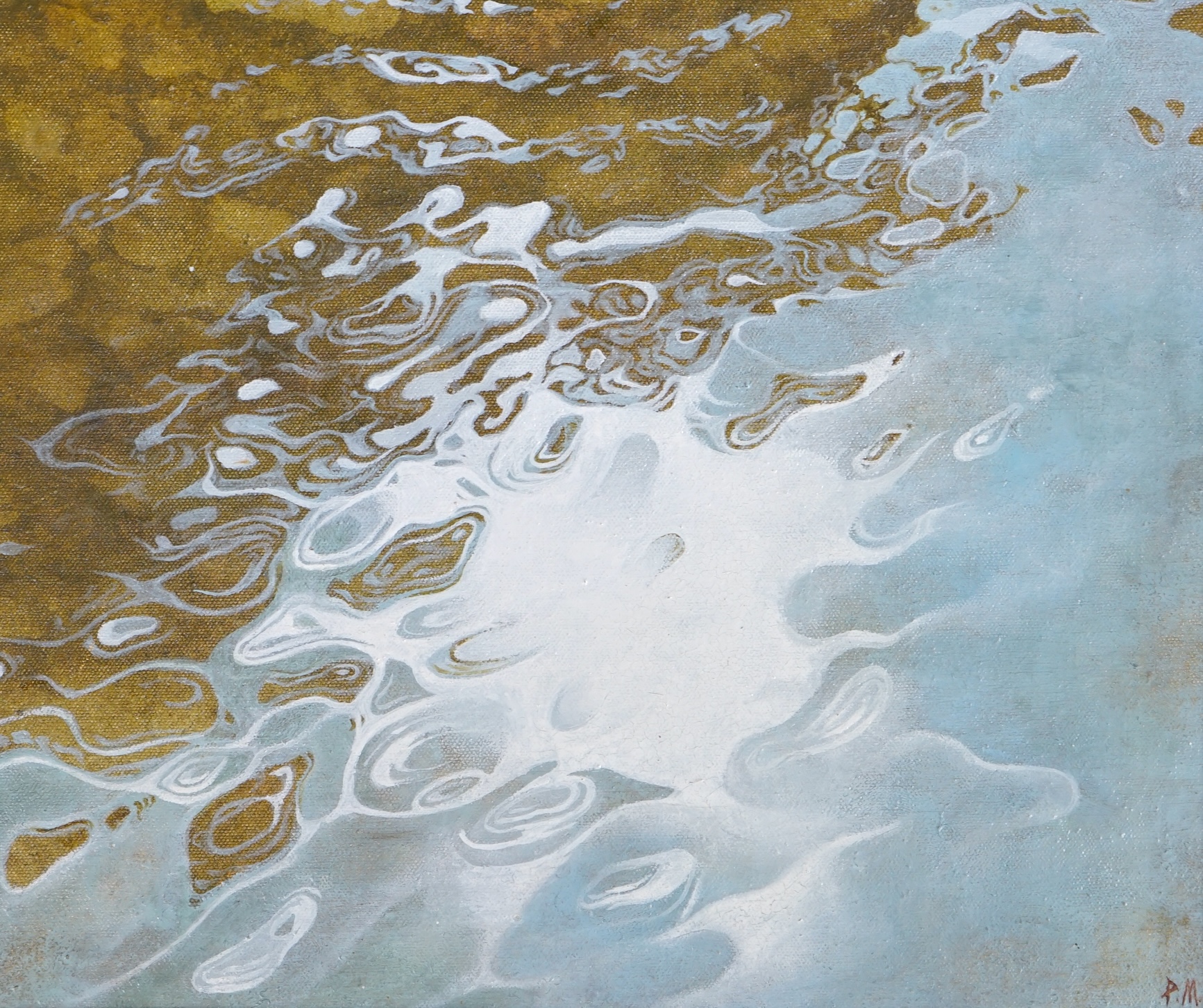 Pamela Monks, oil on board, 'River Wye, Peak District', signed with initials, details verso, 23 x 27cm. Condition - good